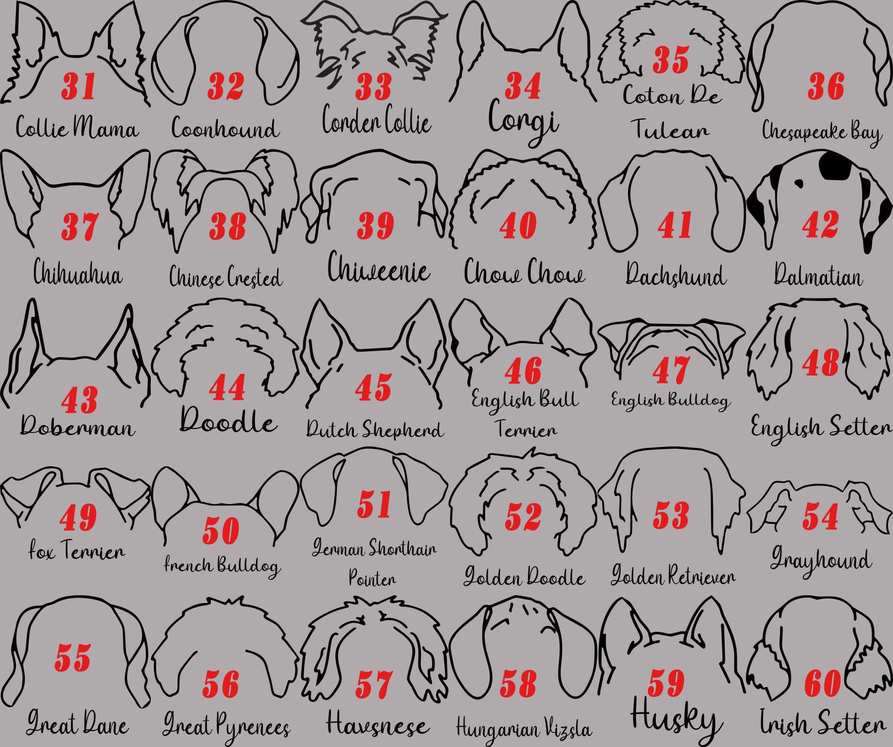 パーソナライズされた犬の耳のカスタムセラミックオーナメント-welikecustom-MJ