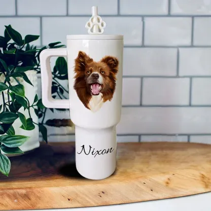 手描きスタイルのカスタムペット写真入りセラミックマグ-welikecustom-MJ