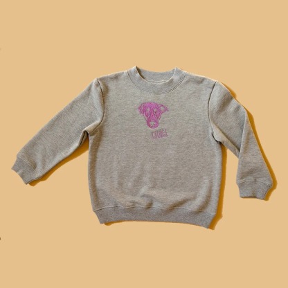 ペットの顔が刺繍された子供用スウェットシャツ、Tシャツ、パーカー-welikecustom-MJ