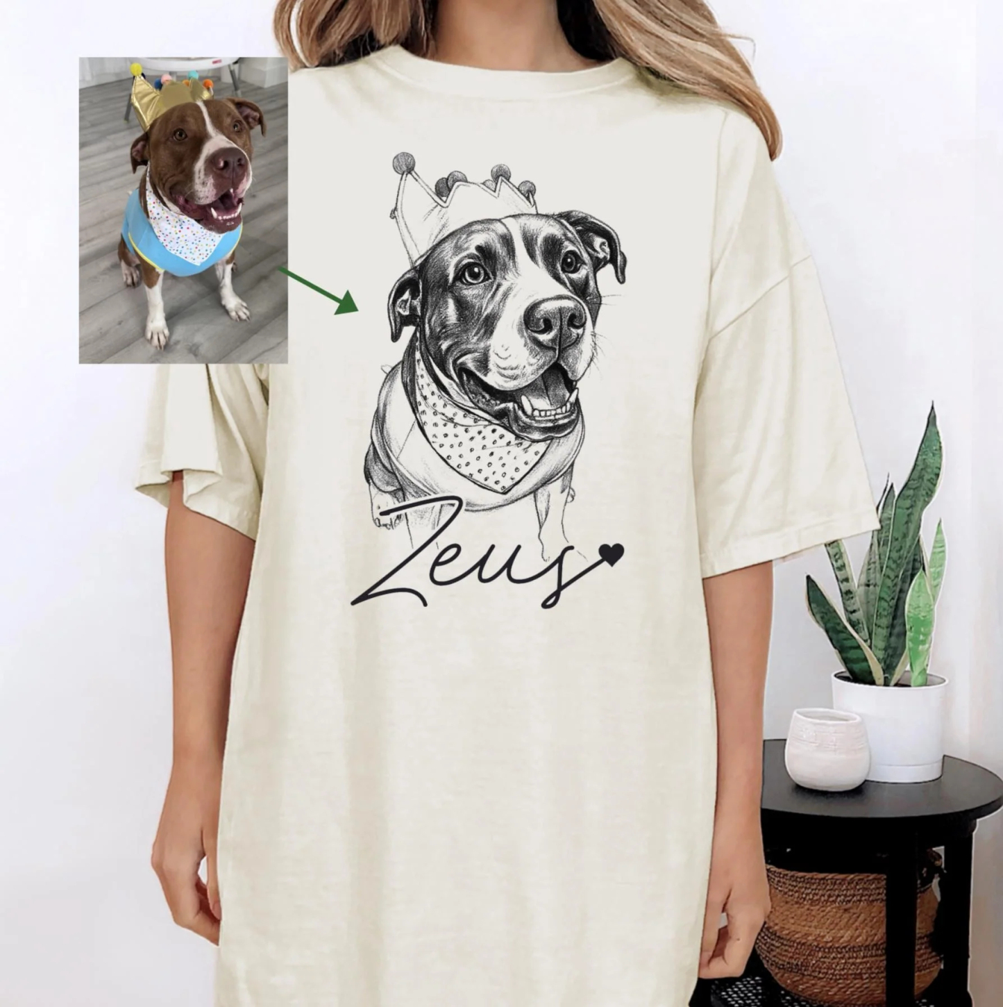 [Copy]🔥アメカジ 90s レトロ電撃グラデーション ペットポートレート & テキストオーダーメイド T シャツ