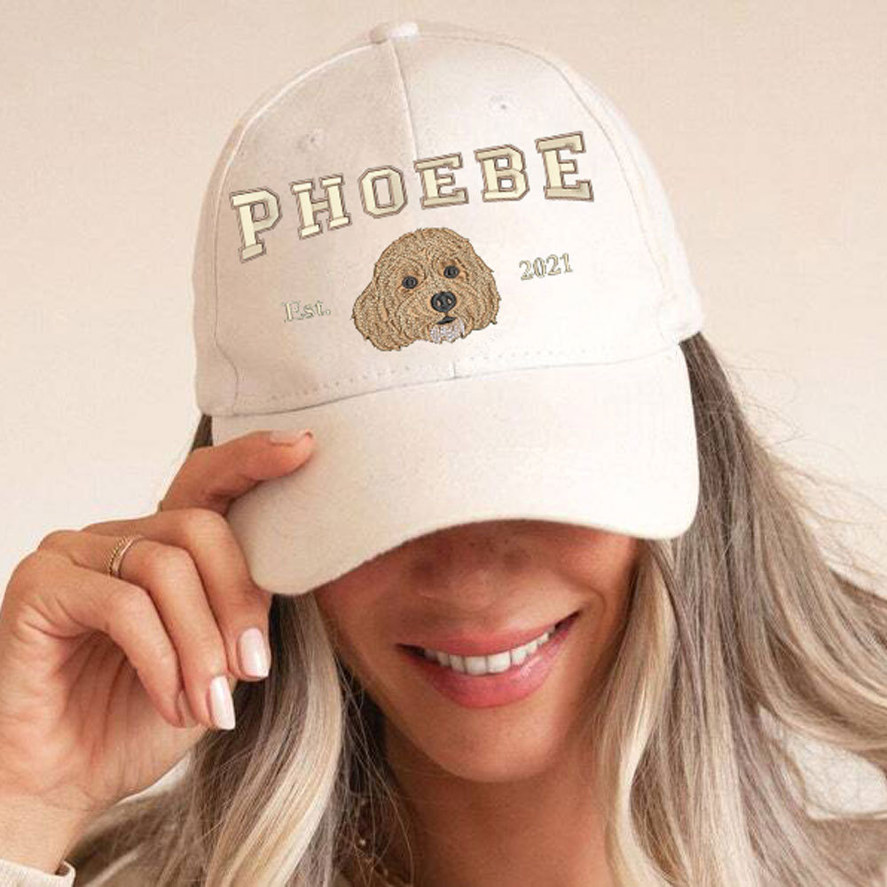ペットの名前が入ったカスタム刺繍のペット肖像野球帽
