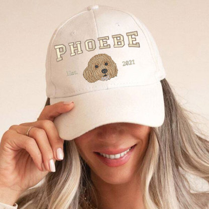 ペットの名前が入ったカスタム刺繍のペット肖像野球帽