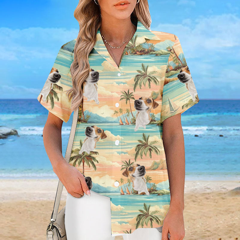 カスタム写真 エンドレスサマーメモリーズ - 犬と猫のパーソナライズトロピカルハワイアンシャツ-welikecustom-MJ
