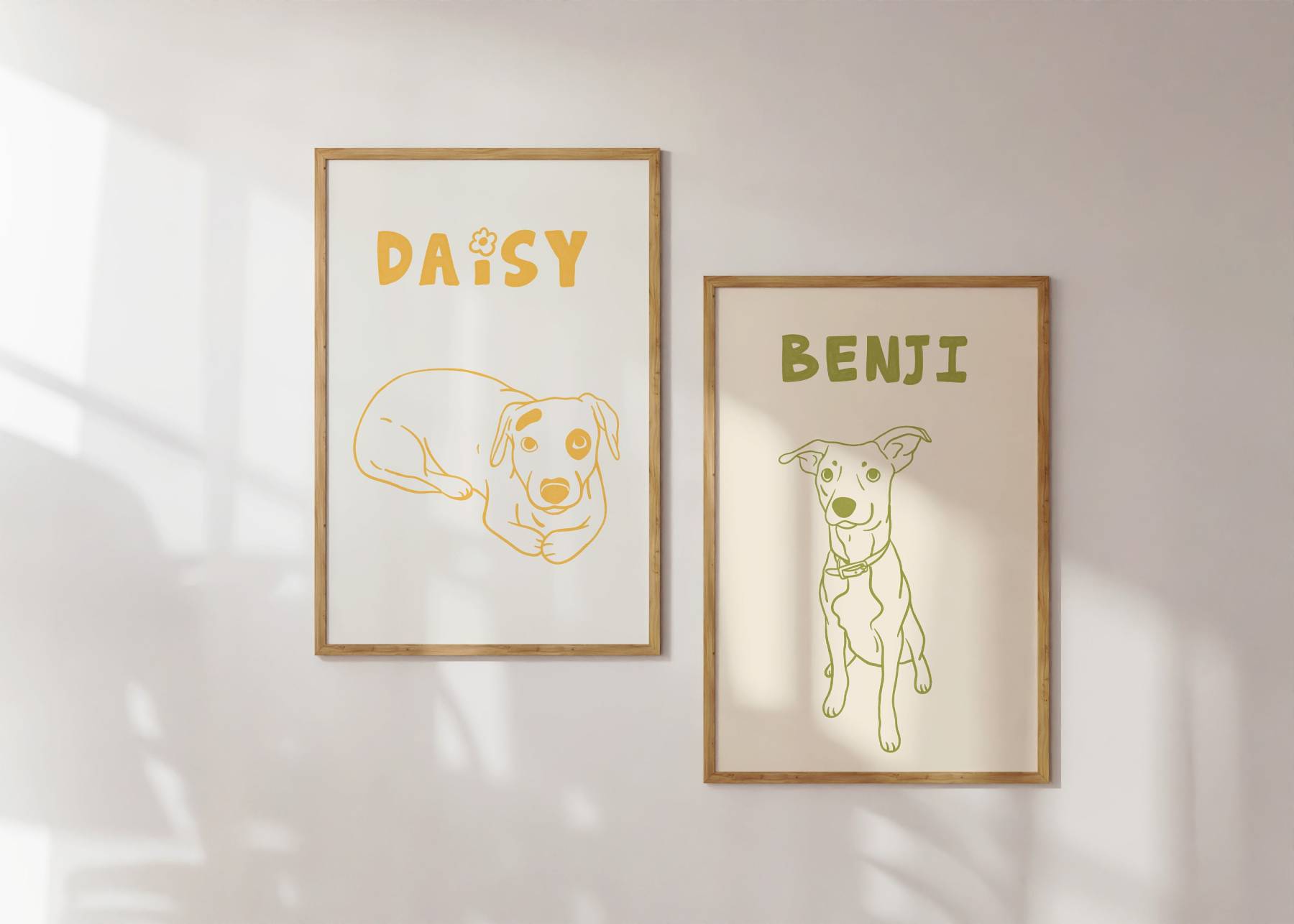 カスタムペットポートレートアートプリントキャンバスパーソナライズされた犬の壁アート-welikecustom-MJ