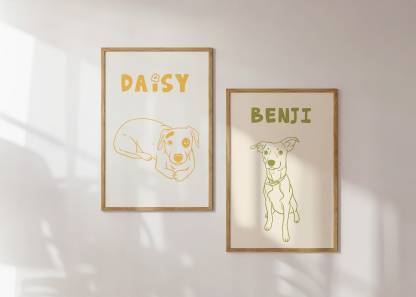 カスタムペットポートレートアートプリントキャンバスパーソナライズされた犬の壁アート-welikecustom-MJ