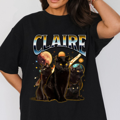 カスタムコンフォートカラー T シャツ、レトロパーソナライズペット写真プリントシャツ-welikecustom-MJ