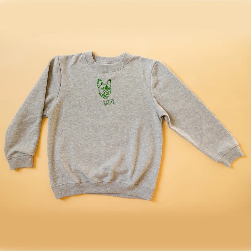 ペットの顔が刺繍された子供用スウェットシャツ、Tシャツ、パーカー-welikecustom-MJ