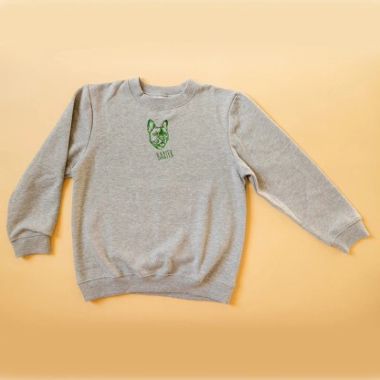 ペットの顔が刺繍された子供用スウェットシャツ、Tシャツ、パーカー-welikecustom-MJ