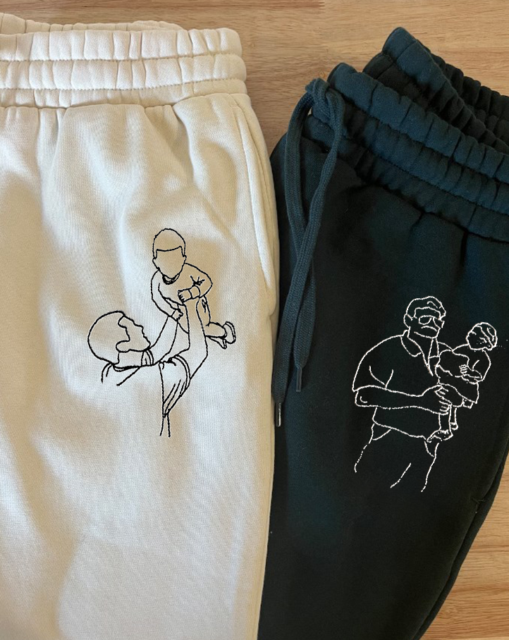 ペットとの写真、家族写真、パーソナライズされた刺繍スウェットパンツ、カスタム写真スウェットパンツ-welikecustom-MJ