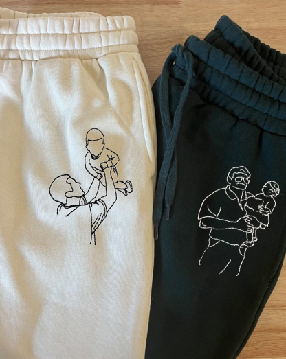 ペットとの写真、家族写真、パーソナライズされた刺繍スウェットパンツ、カスタム写真スウェットパンツ-welikecustom-MJ