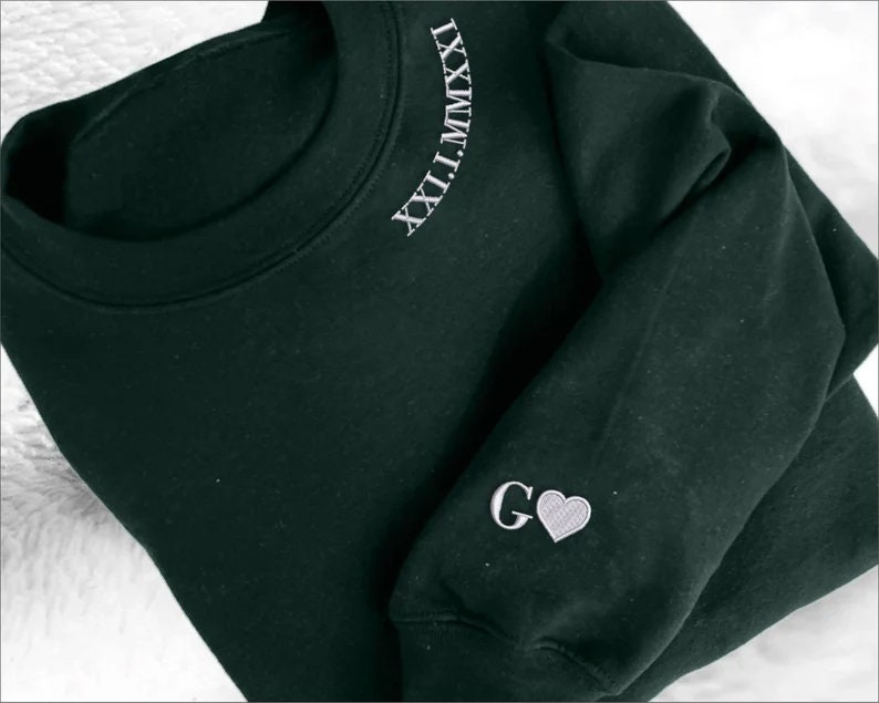 カスタム刺繍の日付ローマ数字Tシャツ、スウェットシャツ、パーカー-welikecustom-MJ