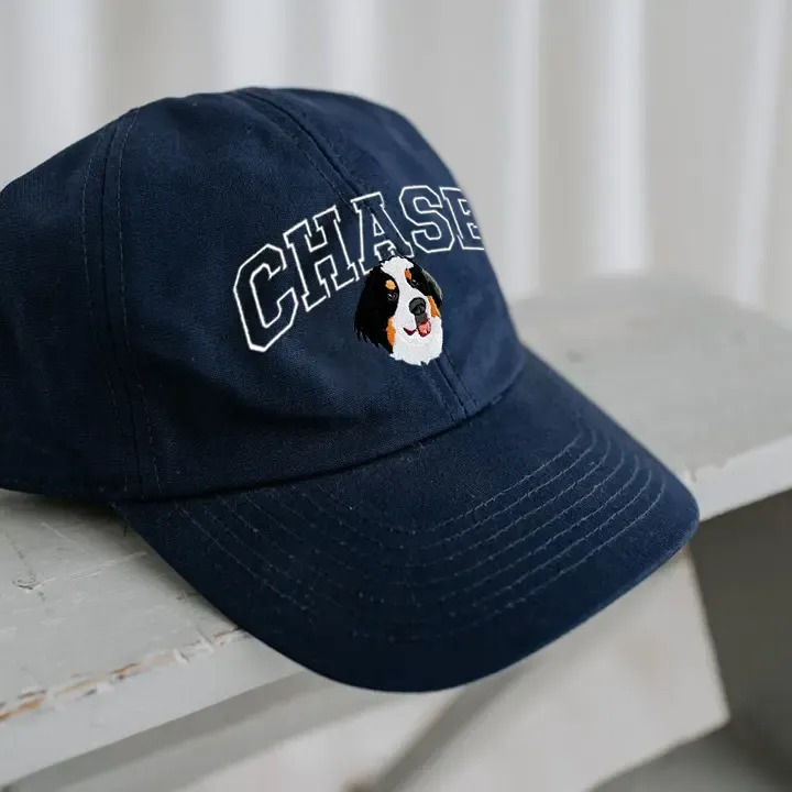 ペットの名前が入ったカスタムペットポートレート刺繍野球帽