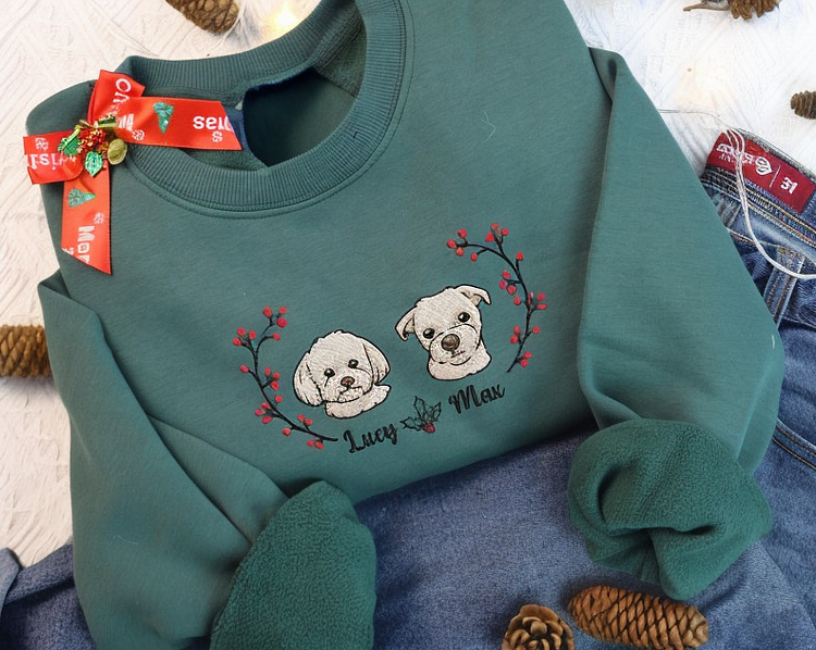カスタムペット刺繡クリスマスレイ名前シリーズTシャツ、トレーナー、パーカ-welikecustom-MJ