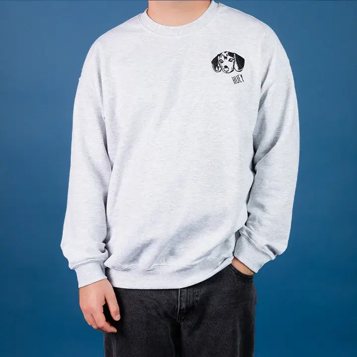 ペットの顔刺繍スウェット、Tシャツ、パーカー