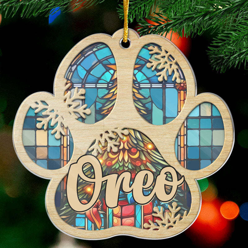 犬と猫のパーソナライズされたカスタムオーナメント - アクリル製の足型 - クリスマスギフト、ペットの飼い主、ペット愛好家へのお悔やみギフト-welikecustom-MJ