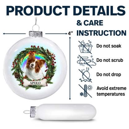 カスタム写真の愛らしい犬猫 - ペット愛好家へのクリスマス記念ギフト - パーソナライズされた白いフラットボールオーナメント-welikecustom-MJ