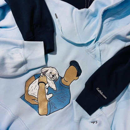 パーソナライズされたペットの写真の刺繍スウェットシャツ パーカー T シャツ-welikecustom-MJ