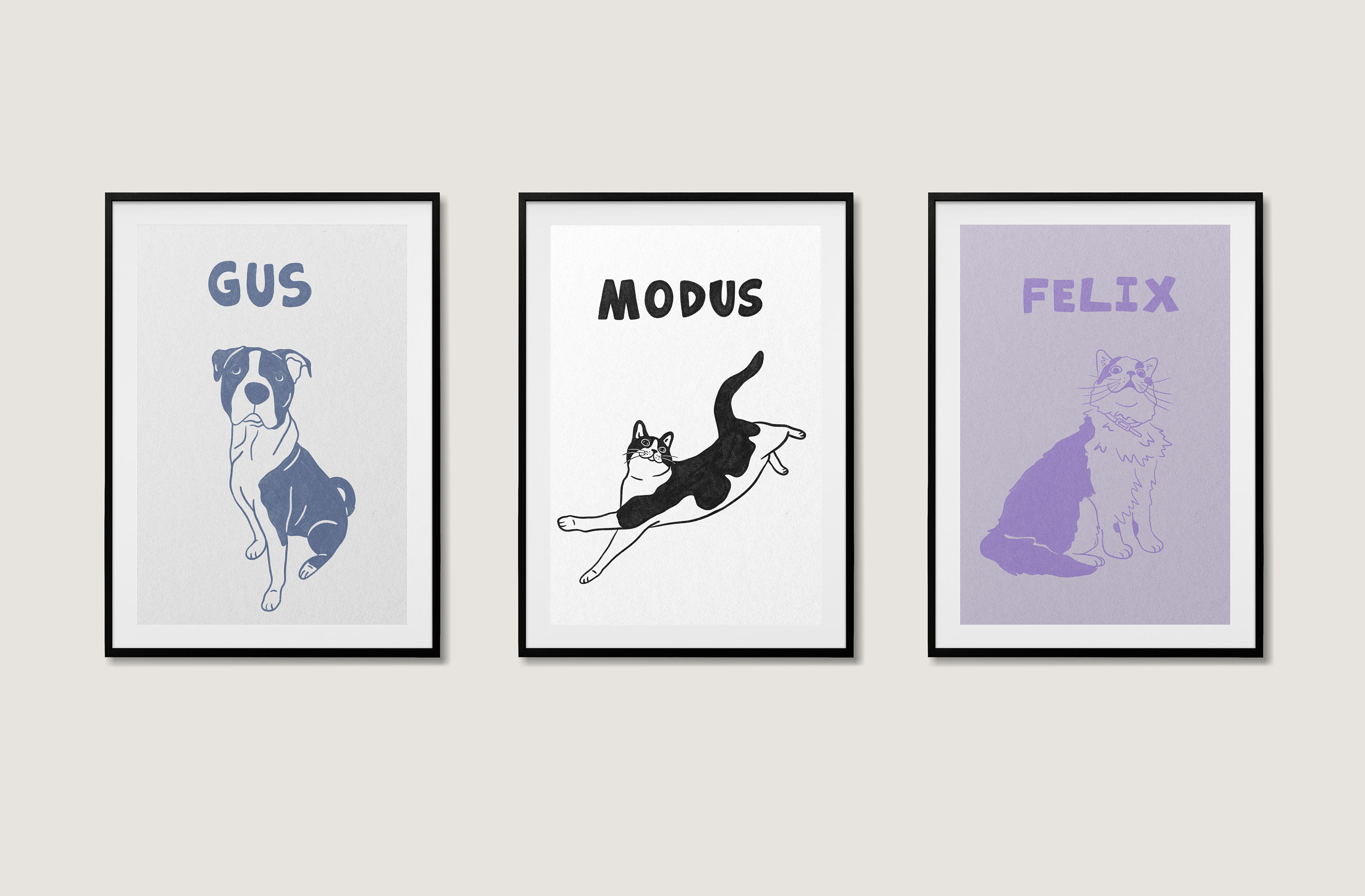 カスタムペットポートレートアートプリントキャンバスパーソナライズされた犬の壁アート-welikecustom-MJ