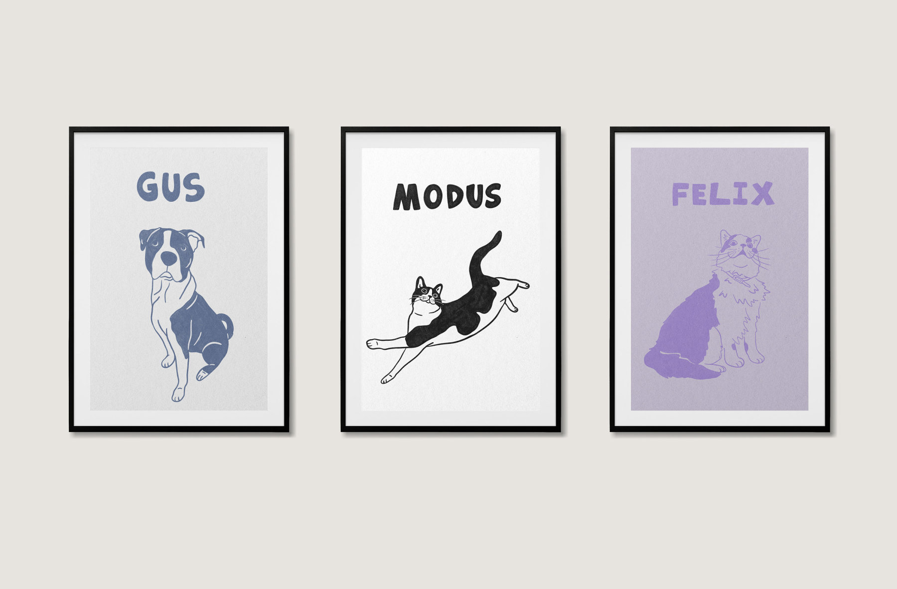 カスタムペットポートレートアートプリントキャンバスパーソナライズされた犬の壁アート-welikecustom-MJ