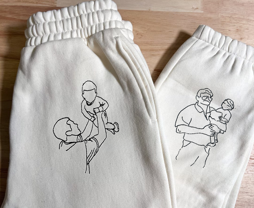 ペットとの写真、家族写真、パーソナライズされた刺繍スウェットパンツ、カスタム写真スウェットパンツ-welikecustom-MJ