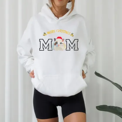 「Pet Mom and Pet Dad」のためのカスタムクリスマスペットフェイス刺繍スウェットシャツパーカー-welikecustom-MJ