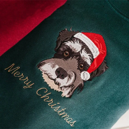 ペットの肖像画が入ったクリスマスカスタム刺繍スウェットシャツ-welikecustom-MJ