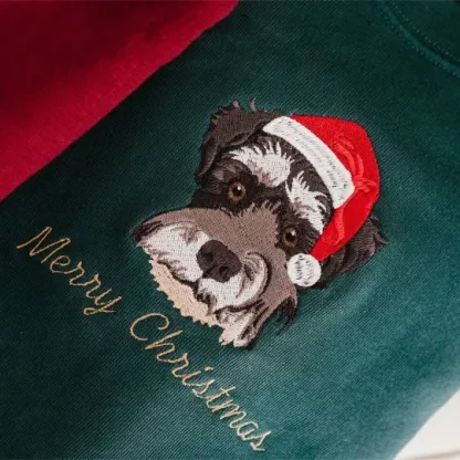 ペットの肖像画が入ったクリスマスカスタム刺繍スウェットシャツ-welikecustom-MJ