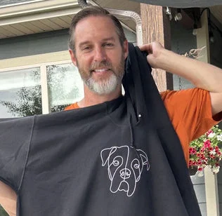 🐶ペットの写真シルエットをアート風に刺繍したTシャツ、スウェットシャツ、パーカーをカスタムメイド-welikecustom-MJ