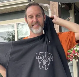 🐶ペットの写真シルエットをアート風に刺繍したTシャツ、スウェットシャツ、パーカーをカスタムメイド-welikecustom-MJ