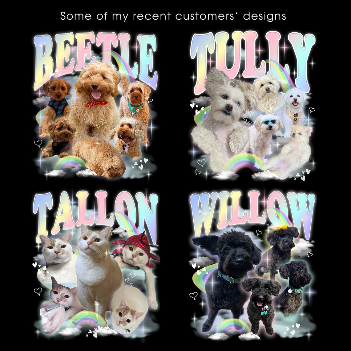 カスタムペット写真レインボーコンフォートカラーシャツ、カスタムヴィンテージシャツ、ペット名・写真追加可-welikecustom-MJ