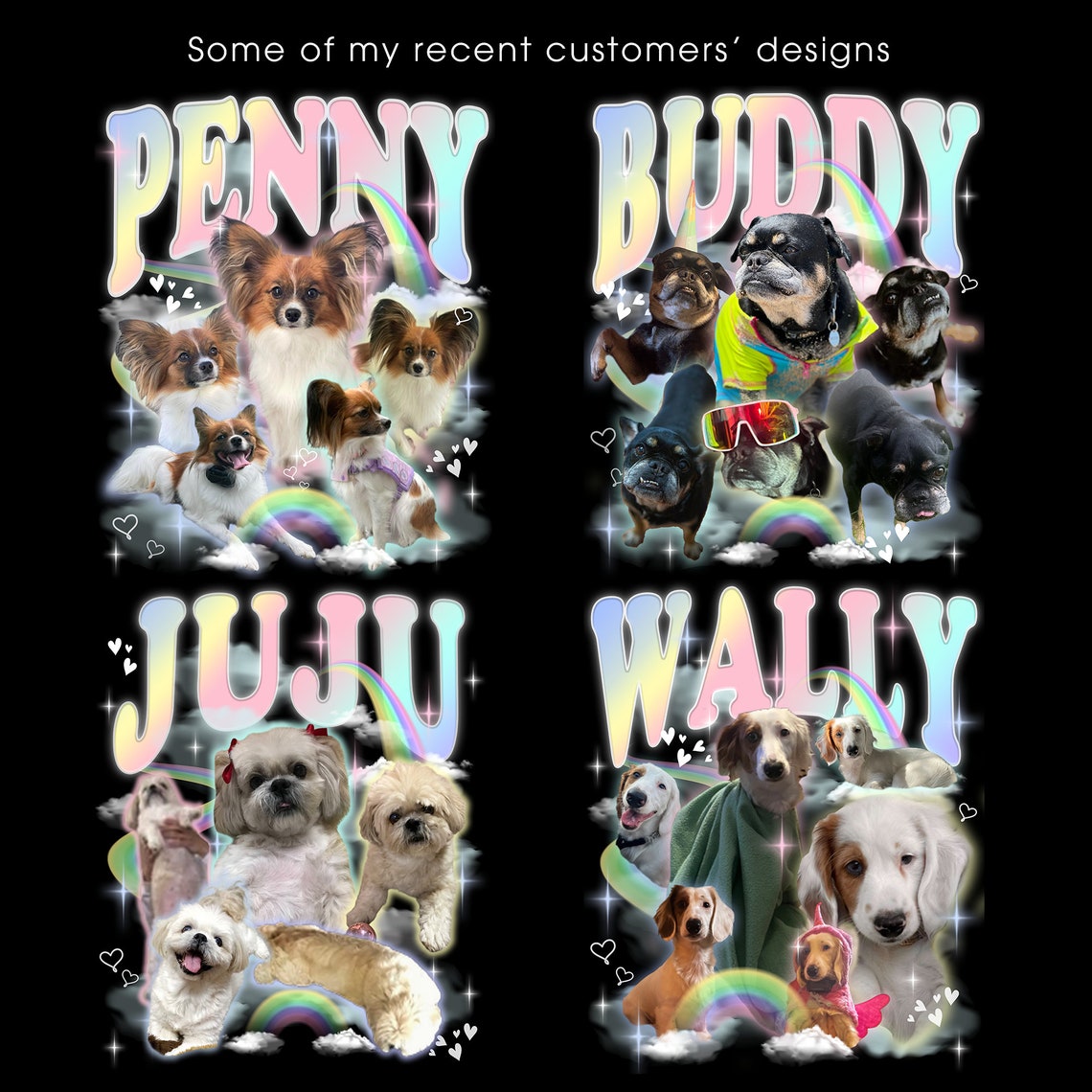 カスタムペット写真レインボーコンフォートカラーシャツ、カスタムヴィンテージシャツ、ペット名・写真追加可-welikecustom-MJ