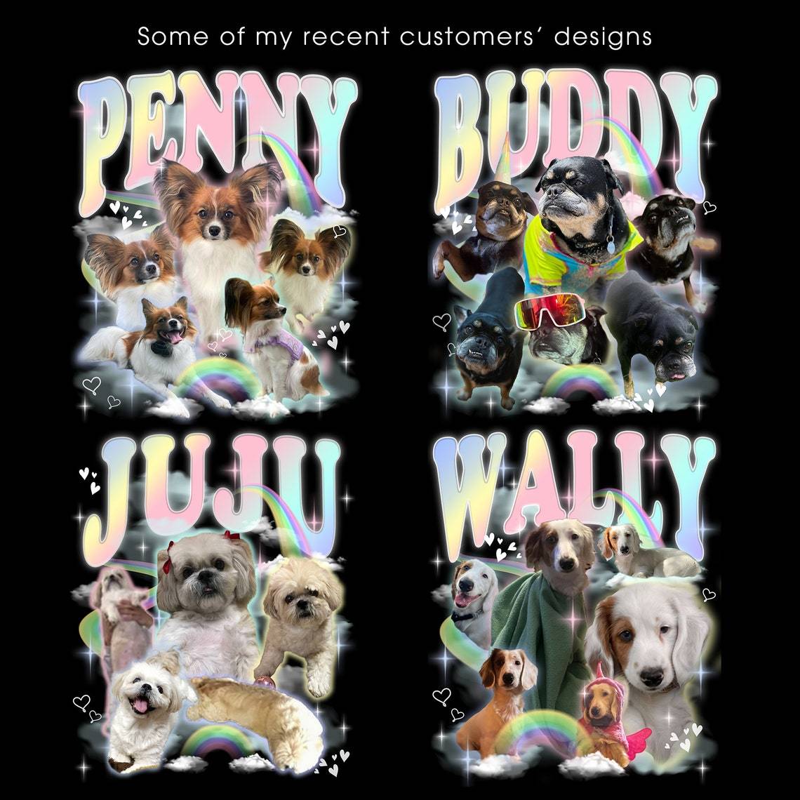 カスタムペット写真レインボーコンフォートカラーシャツ、カスタムヴィンテージシャツ、ペット名・写真追加可-welikecustom-MJ