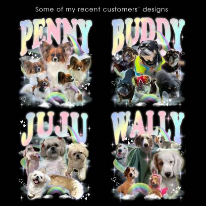 カスタムペット写真レインボーコンフォートカラーシャツ、カスタムヴィンテージシャツ、ペット名・写真追加可-welikecustom-MJ