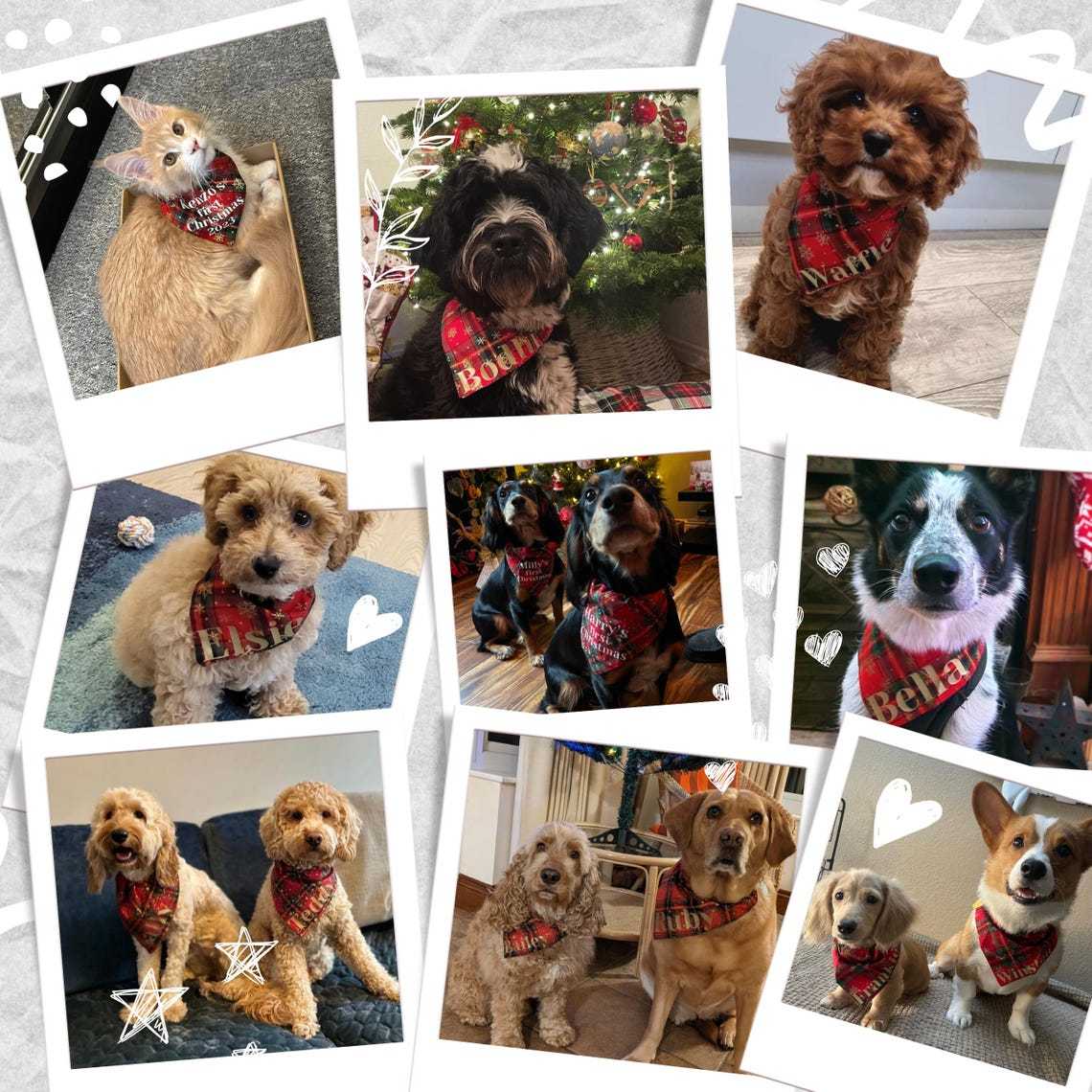 ホットスタンピング名入りのパーソナライズされたクリスマスペットスカーフ-welikecustom-MJ