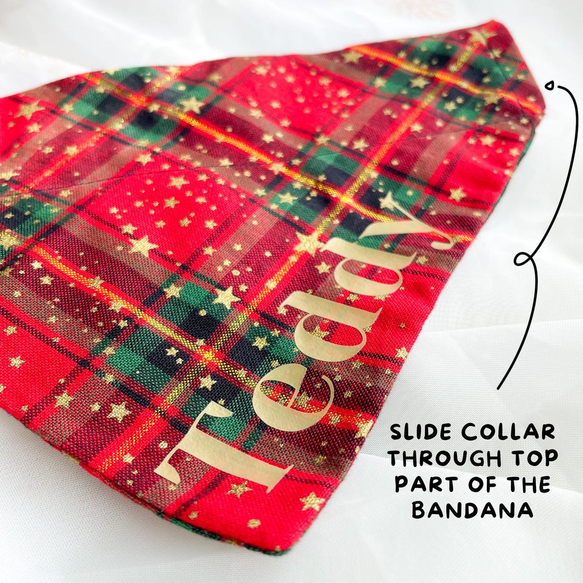 ホットスタンピング名入りのパーソナライズされたクリスマスペットスカーフ-welikecustom-MJ