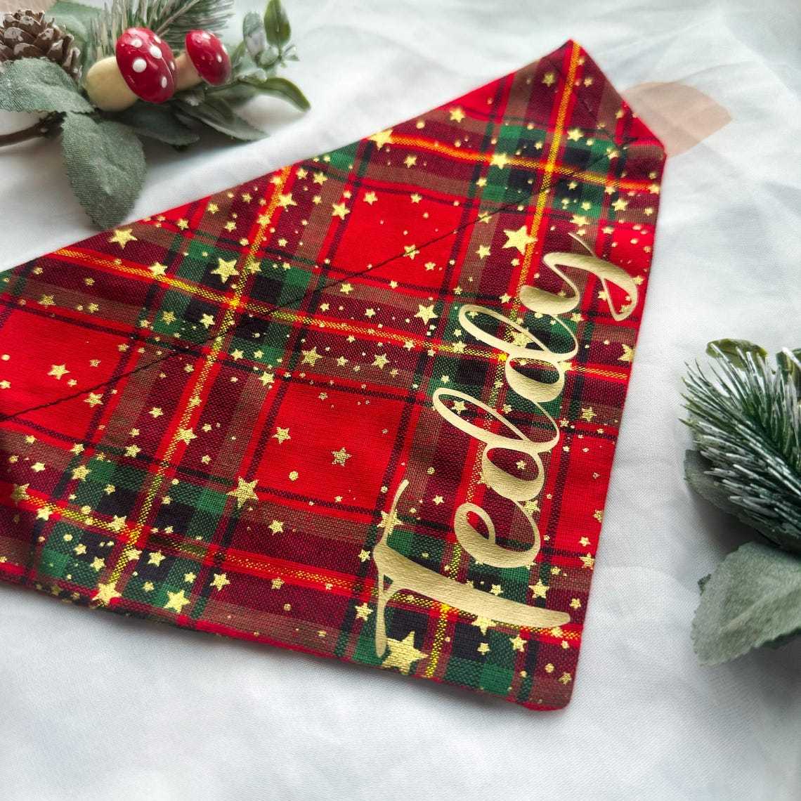 ホットスタンピング名入りのパーソナライズされたクリスマスペットスカーフ-welikecustom-MJ