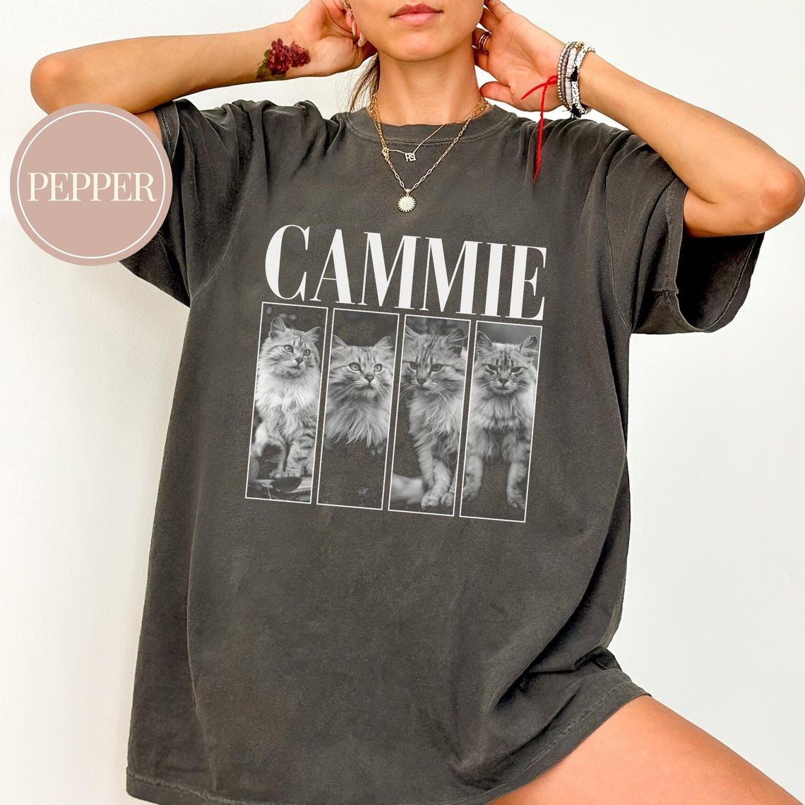 アンティークフレーム風 ペット写真カスタムTシャツ、スウェットシャツ、パーカー-welikecustom-MJ