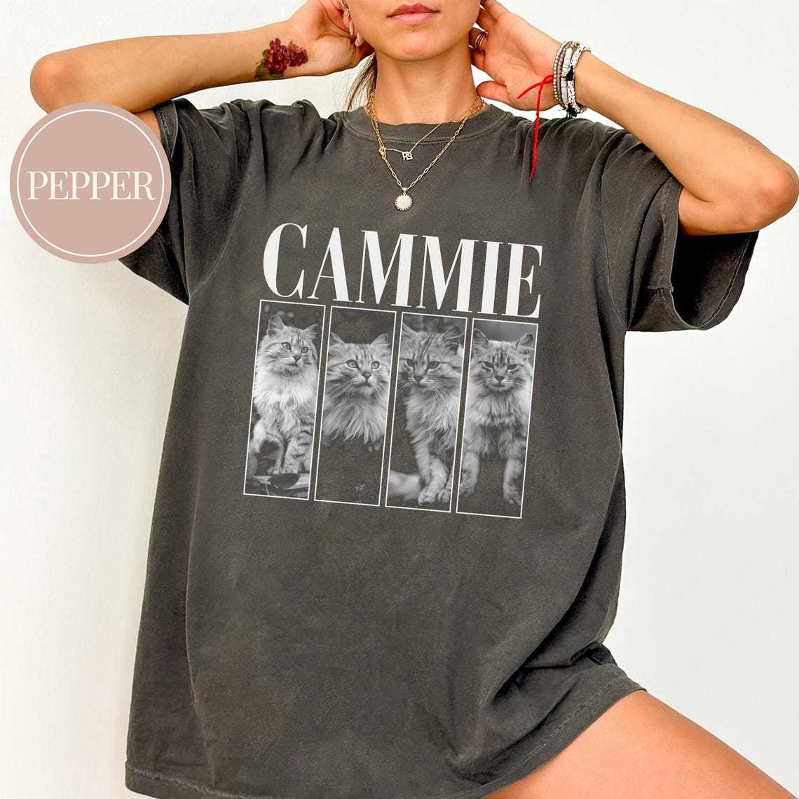 アンティークフレーム風 ペット写真カスタムTシャツ、スウェットシャツ、パーカー-welikecustom-MJ