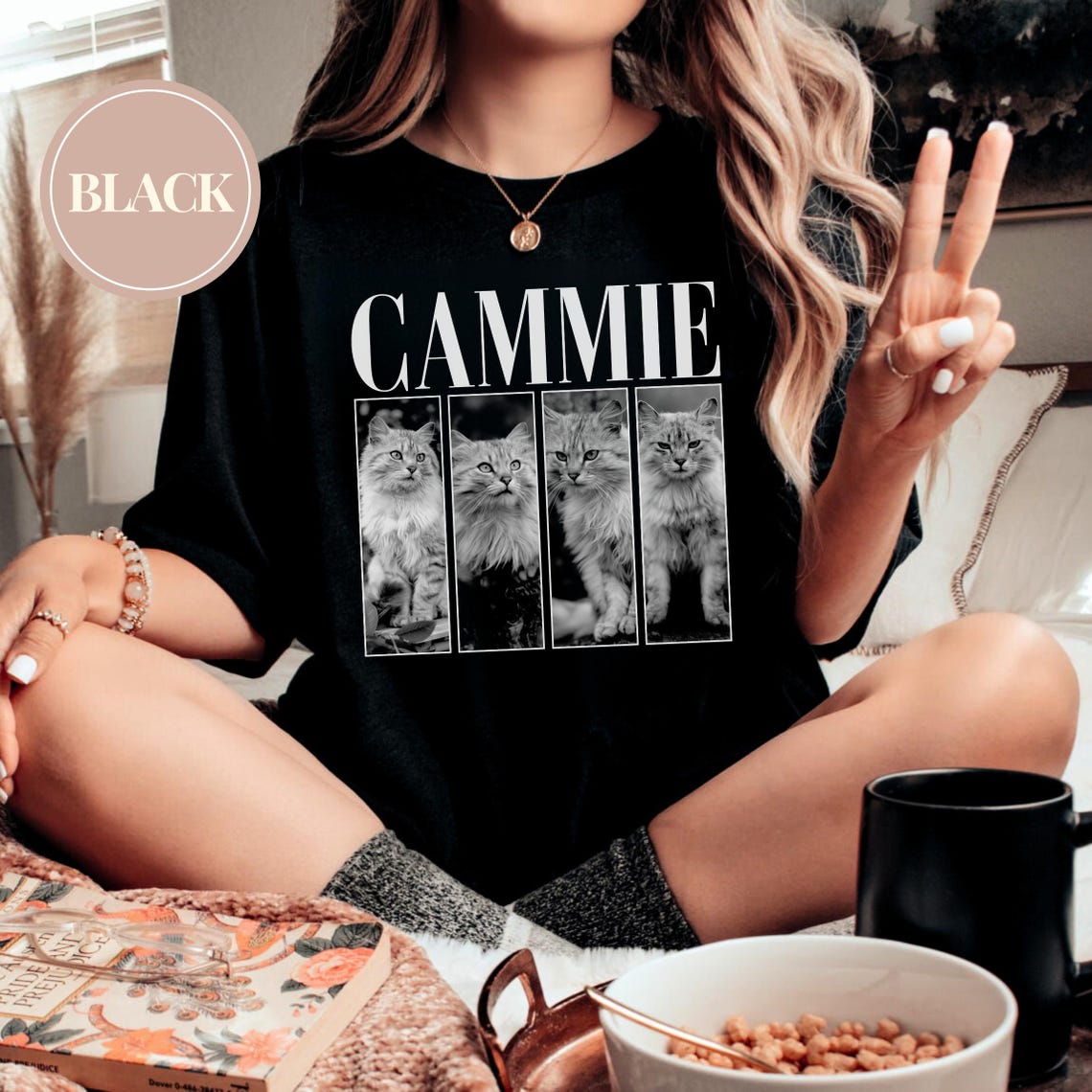 アンティークフレーム風 ペット写真カスタムTシャツ、スウェットシャツ、パーカー-welikecustom-MJ