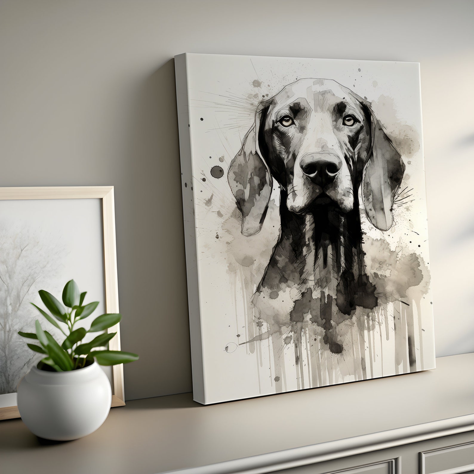 モノクロ水彩画風 ペット肖像画-welikecustom-MJ