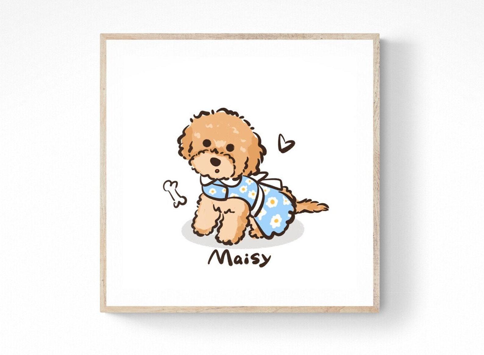 （フレームレス）Q版イラスト風 愛犬・愛猫キャンバスアート｜写真から作る世界にひとつのペット絵画-welikecustom-MJ