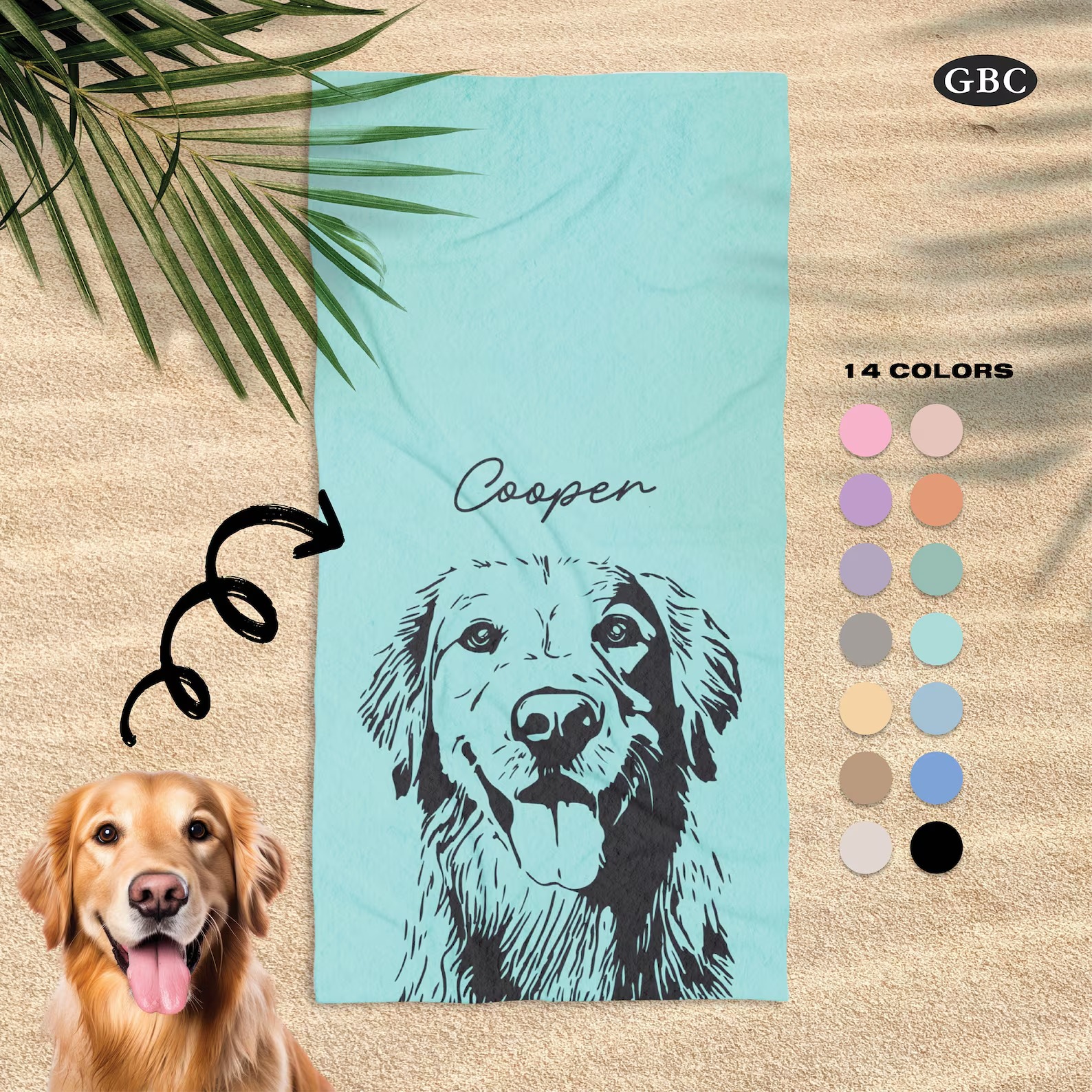 「版画スタイル」フォトカスタム ビーチタオル-welikecustom-MJ