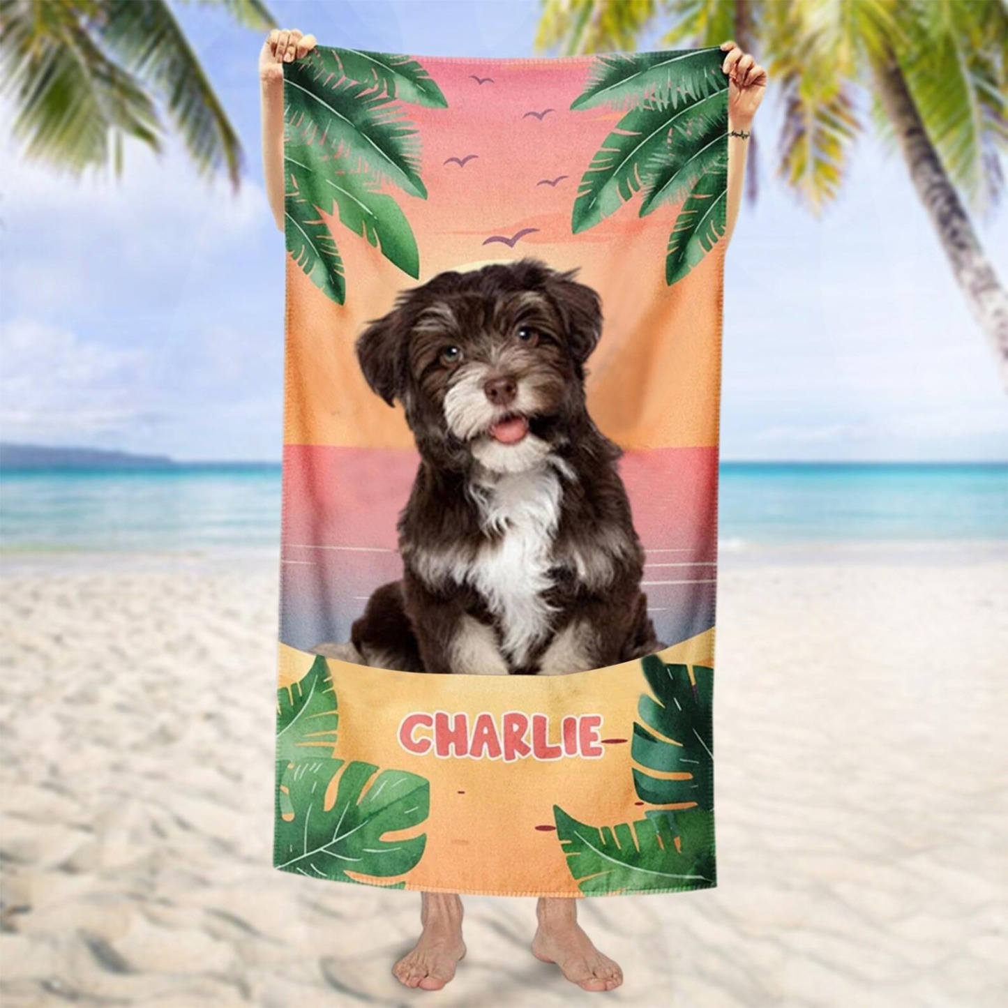 「ハワイの夕日」フォトカスタム ビーチタオル-welikecustom-MJ