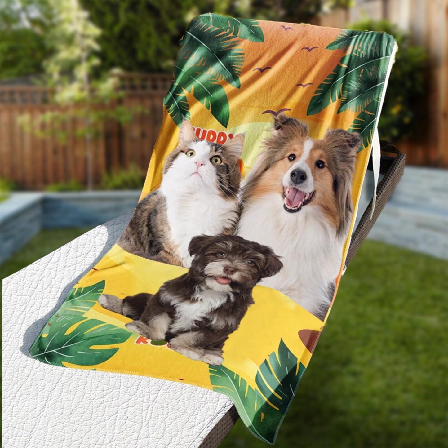 「ハワイの夕日」フォトカスタム ビーチタオル-welikecustom-MJ