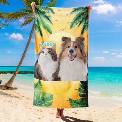 「ハワイの夕日」フォトカスタム ビーチタオル-welikecustom-MJ