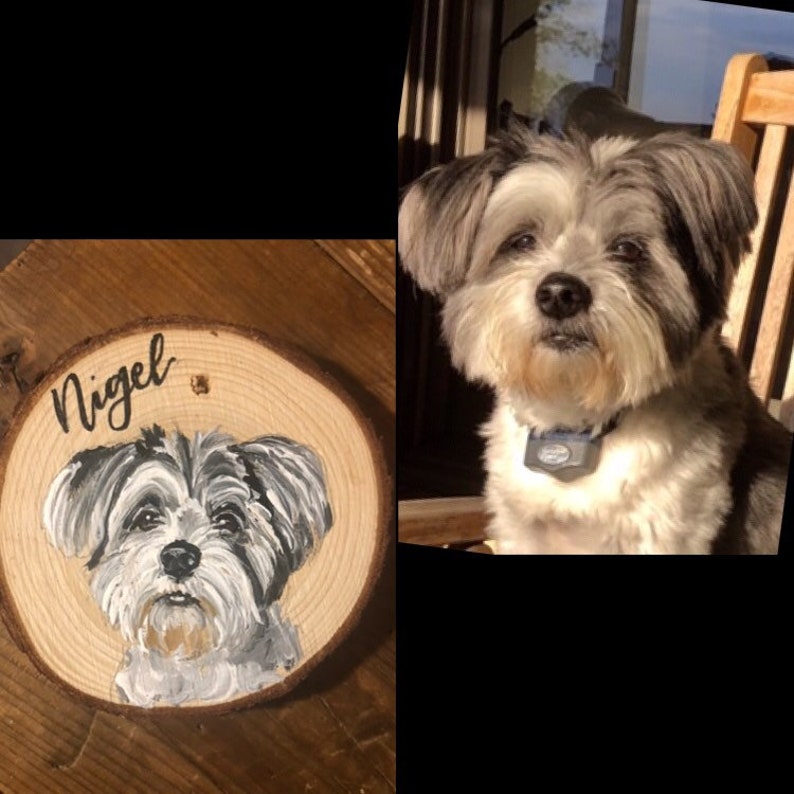 パーソナライズされたペットのアバター手描きスタイルの木製ホイールペンダント-welikecustom-MJ