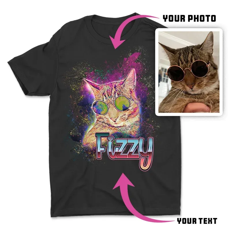 スプラッシュパンク風ペット写真Tシャツ｜愛犬・愛猫をポップに演出