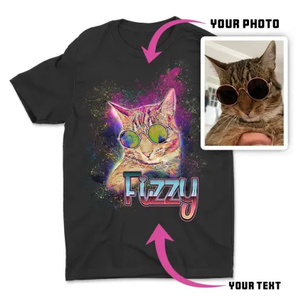 スプラッシュパンク風ペット写真Tシャツ｜愛犬・愛猫をポップに演出