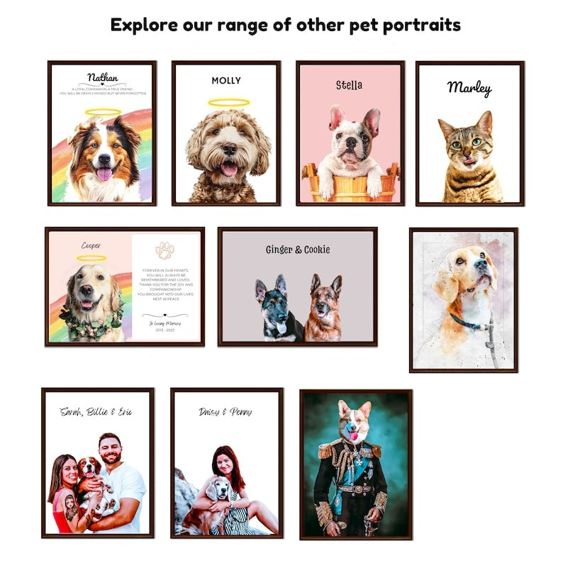 ハローリングの花とカスタムペットの損失のギフトペットの肖像犬の損失のギフトの記憶の写真からデジタルペットの肖像画-welikecustom-MJ