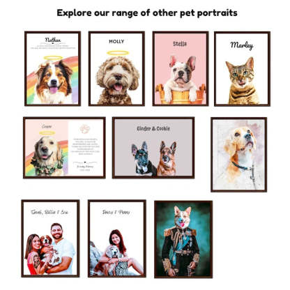 ハローリングの花とカスタムペットの損失のギフトペットの肖像犬の損失のギフトの記憶の写真からデジタルペットの肖像画-welikecustom-MJ